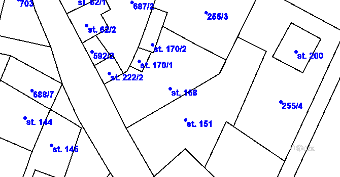Parcela st. 168 v KÚ Vilémov u Humpolce, Katastrální mapa