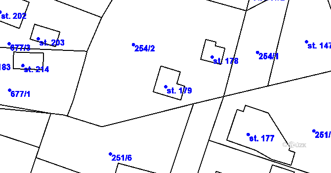 Parcela st. 179 v KÚ Vilémov u Humpolce, Katastrální mapa