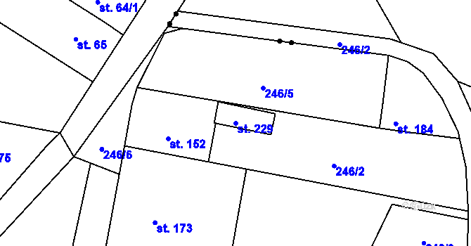 Parcela st. 229 v KÚ Vilémov u Humpolce, Katastrální mapa