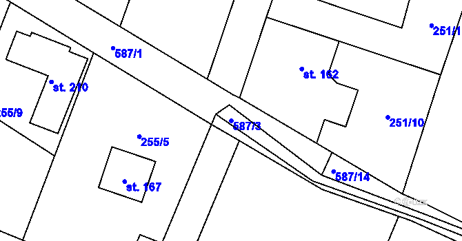 Parcela st. 587/3 v KÚ Vilémov u Humpolce, Katastrální mapa