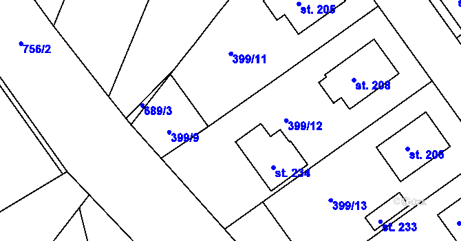 Parcela st. 399/23 v KÚ Vilémov u Humpolce, Katastrální mapa