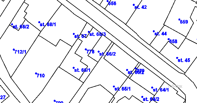 Parcela st. 66/2 v KÚ Vilémov u Humpolce, Katastrální mapa