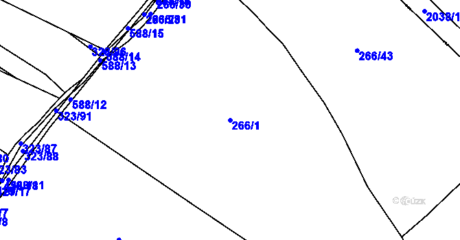 Parcela st. 266/1 v KÚ Hunčice, Katastrální mapa