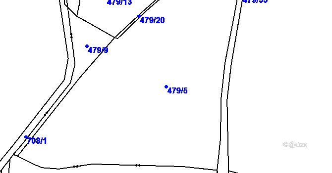 Parcela st. 479/5 v KÚ Hunčice, Katastrální mapa