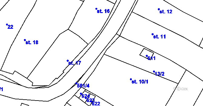 Parcela st. 571/9 v KÚ Hunčice, Katastrální mapa