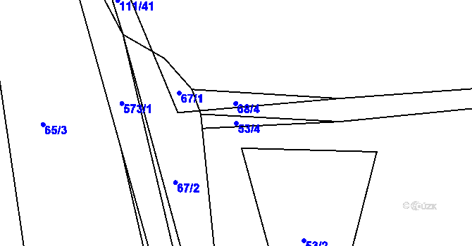 Parcela st. 53/4 v KÚ Hunčice, Katastrální mapa