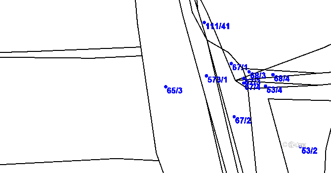 Parcela st. 65/3 v KÚ Hunčice, Katastrální mapa