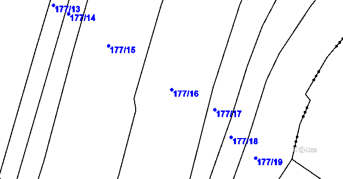Parcela st. 177/16 v KÚ Hunčice, Katastrální mapa