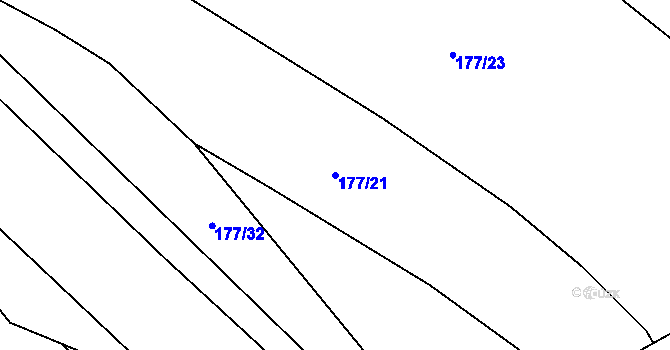 Parcela st. 177/21 v KÚ Hunčice, Katastrální mapa