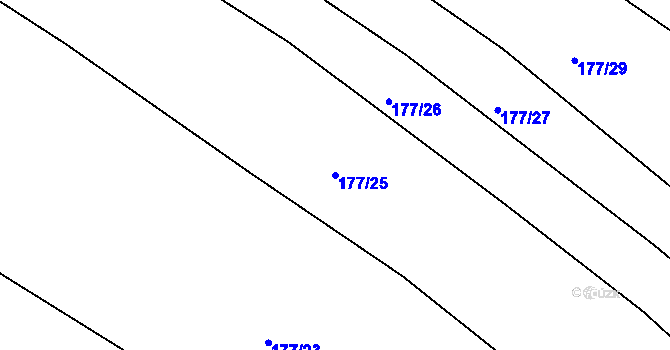 Parcela st. 177/25 v KÚ Hunčice, Katastrální mapa
