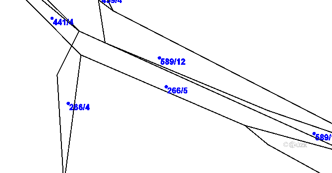 Parcela st. 266/5 v KÚ Hunčice, Katastrální mapa