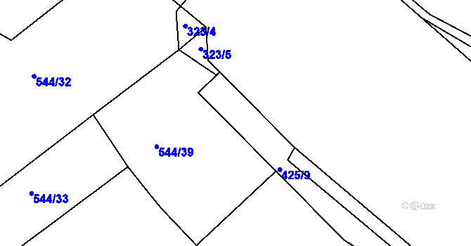Parcela st. 425/8 v KÚ Hunčice, Katastrální mapa