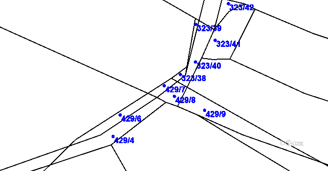 Parcela st. 429/7 v KÚ Hunčice, Katastrální mapa