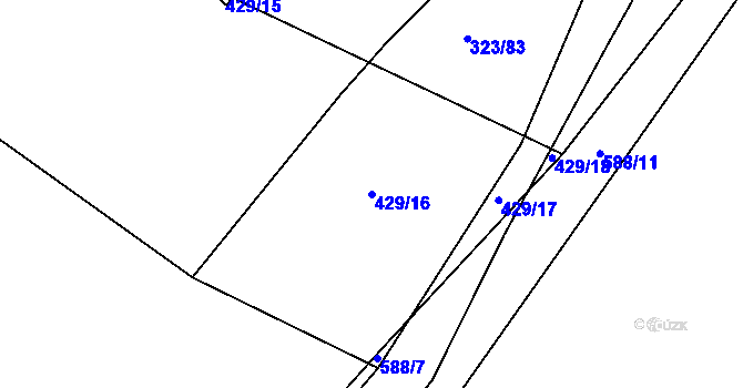Parcela st. 429/16 v KÚ Hunčice, Katastrální mapa