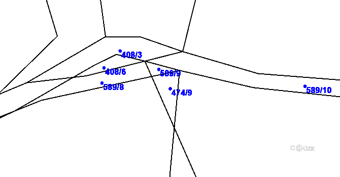 Parcela st. 474/9 v KÚ Hunčice, Katastrální mapa