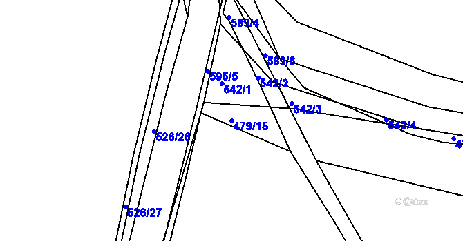 Parcela st. 479/15 v KÚ Hunčice, Katastrální mapa