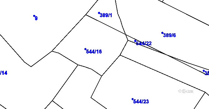 Parcela st. 544/21 v KÚ Hunčice, Katastrální mapa