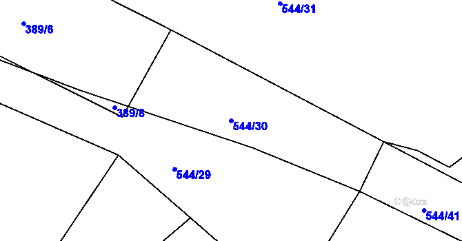 Parcela st. 544/30 v KÚ Hunčice, Katastrální mapa