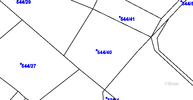 Parcela st. 544/40 v KÚ Hunčice, Katastrální mapa