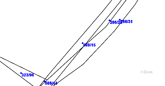 Parcela st. 588/15 v KÚ Hunčice, Katastrální mapa