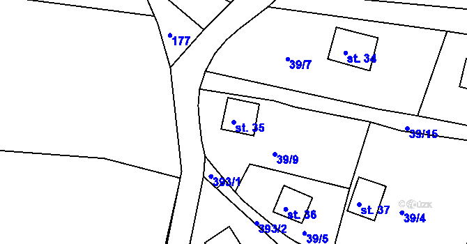 Parcela st. 35 v KÚ Těchoděly, Katastrální mapa