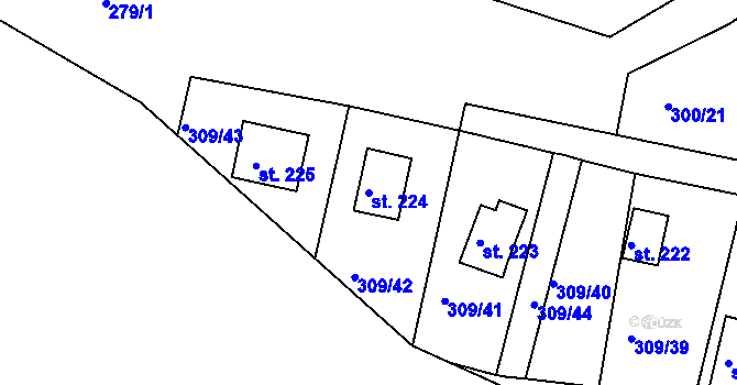Parcela st. 224 v KÚ Těchoděly, Katastrální mapa