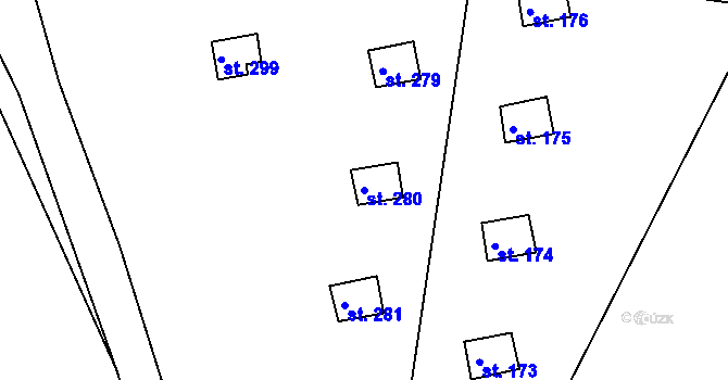 Parcela st. 280 v KÚ Těchoděly, Katastrální mapa