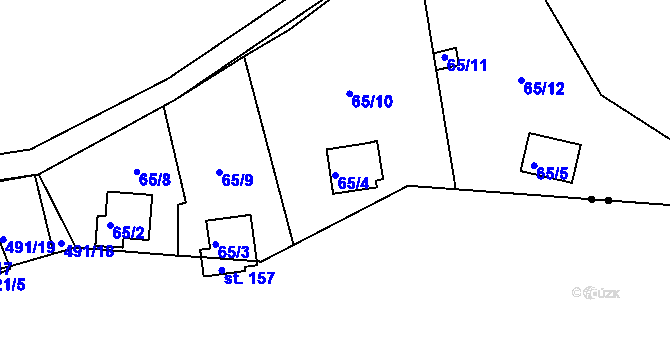 Parcela st. 65/4 v KÚ Těchoděly, Katastrální mapa