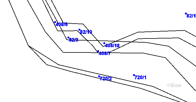Parcela st. 408/7 v KÚ Těchoděly, Katastrální mapa
