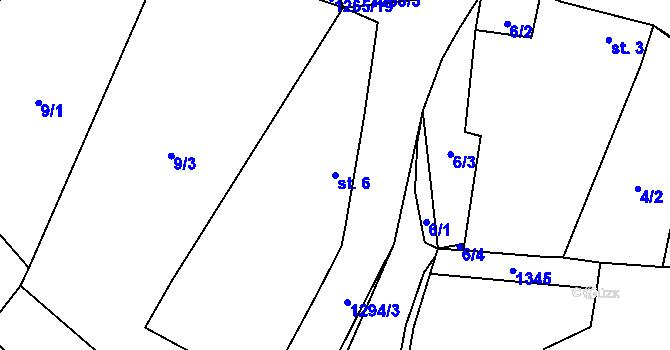 Parcela st. 6 v KÚ Košetice u Hunčic, Katastrální mapa