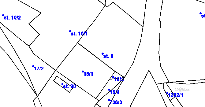 Parcela st. 8 v KÚ Košetice u Hunčic, Katastrální mapa