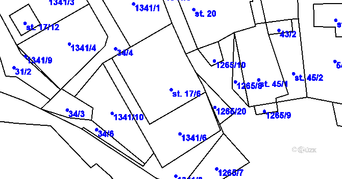 Parcela st. 17/6 v KÚ Košetice u Hunčic, Katastrální mapa