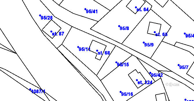 Parcela st. 68 v KÚ Košetice u Hunčic, Katastrální mapa
