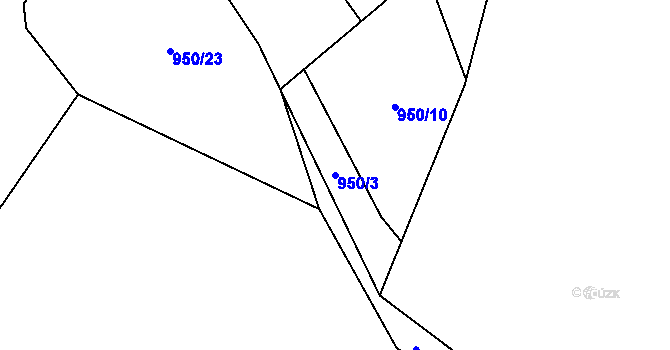 Parcela st. 950/3 v KÚ Košetice u Hunčic, Katastrální mapa