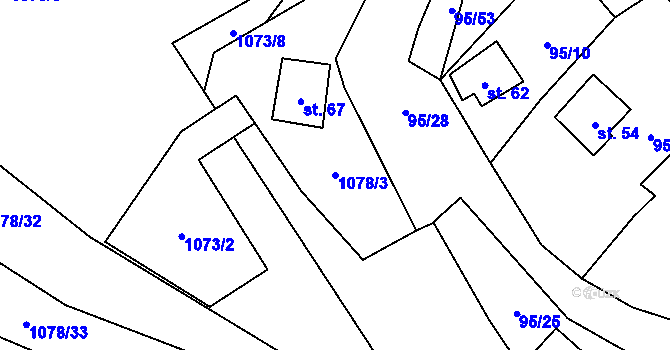 Parcela st. 1078/3 v KÚ Košetice u Hunčic, Katastrální mapa