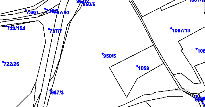 Parcela st. 950/5 v KÚ Košetice u Hunčic, Katastrální mapa