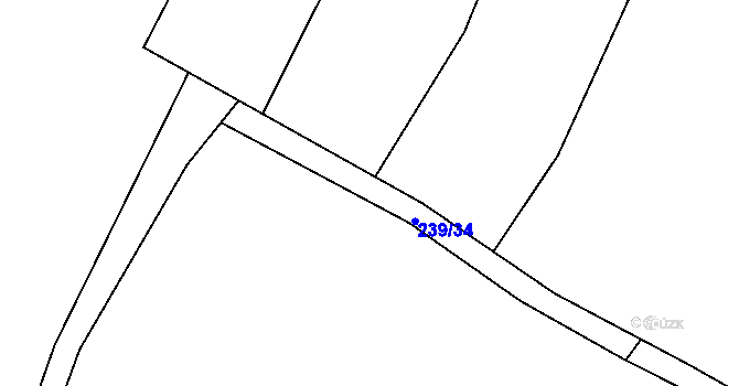 Parcela st. 239/35 v KÚ Košetice u Hunčic, Katastrální mapa