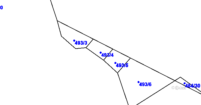 Parcela st. 493/4 v KÚ Košetice u Hunčic, Katastrální mapa