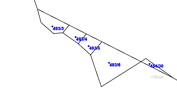 Parcela st. 493/5 v KÚ Košetice u Hunčic, Katastrální mapa