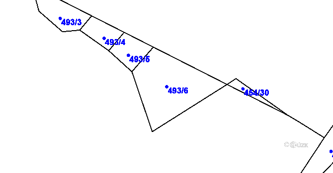 Parcela st. 493/6 v KÚ Košetice u Hunčic, Katastrální mapa