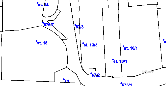 Parcela st. 13/3 v KÚ Lipno u Hunčic, Katastrální mapa