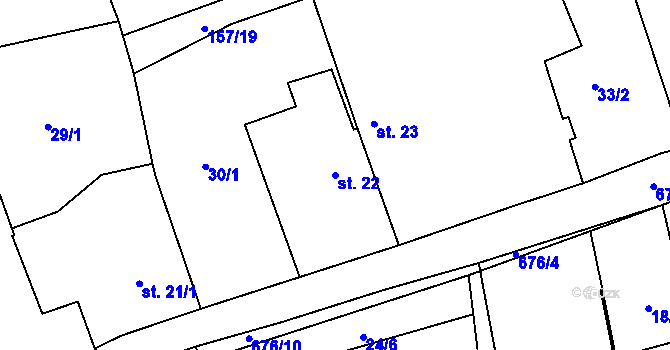 Parcela st. 22 v KÚ Lipno u Hunčic, Katastrální mapa