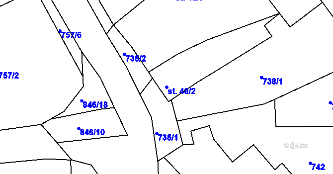 Parcela st. 48/2 v KÚ Lipno u Hunčic, Katastrální mapa