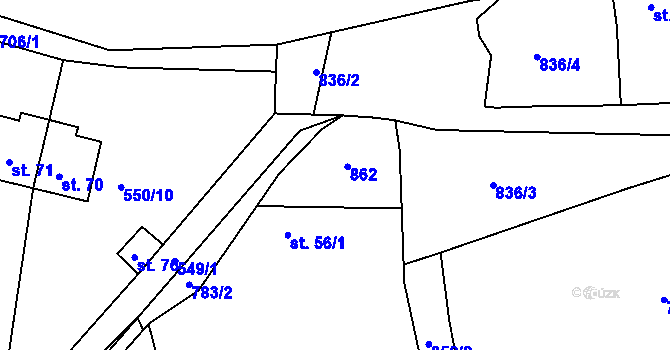 Parcela st. 56/2 v KÚ Lipno u Hunčic, Katastrální mapa