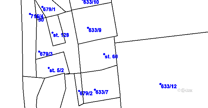 Parcela st. 60 v KÚ Lipno u Hunčic, Katastrální mapa