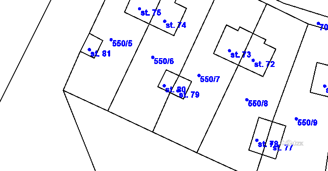 Parcela st. 80 v KÚ Lipno u Hunčic, Katastrální mapa