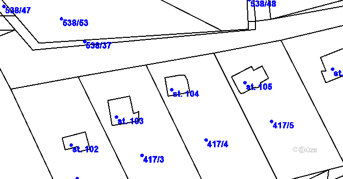 Parcela st. 104 v KÚ Lipno u Hunčic, Katastrální mapa