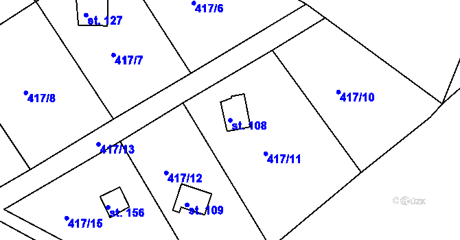 Parcela st. 108 v KÚ Lipno u Hunčic, Katastrální mapa