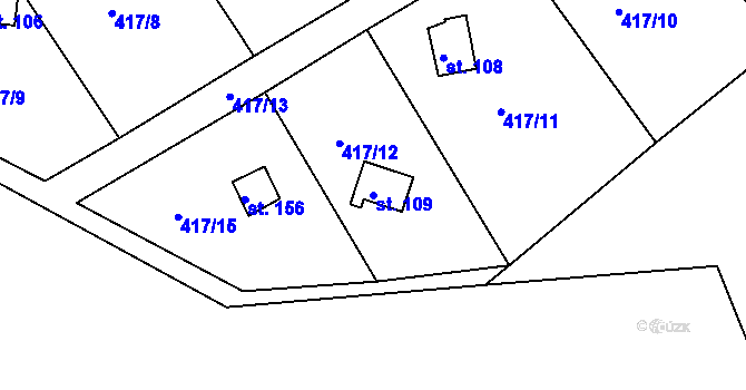 Parcela st. 109 v KÚ Lipno u Hunčic, Katastrální mapa