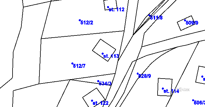 Parcela st. 113 v KÚ Lipno u Hunčic, Katastrální mapa